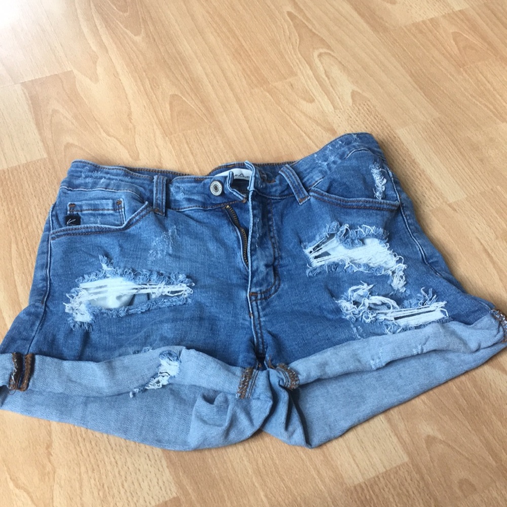 Ripped jean shorts